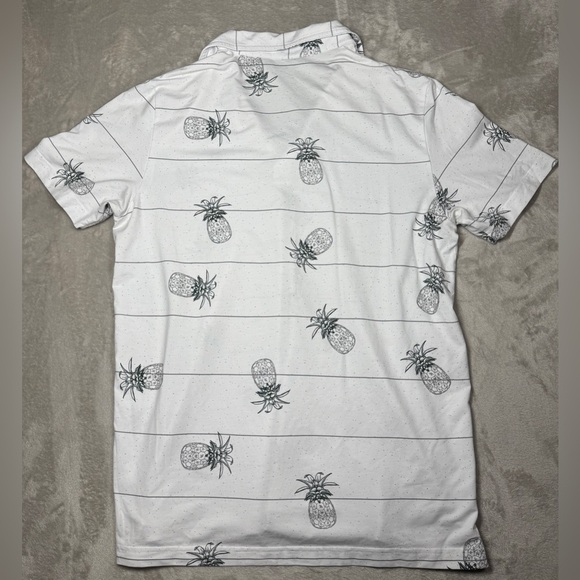 Travis Mathew Men’s Pineapple White Grey Striped Golf Athleisure Polo Size Large - Picture 9 of 15